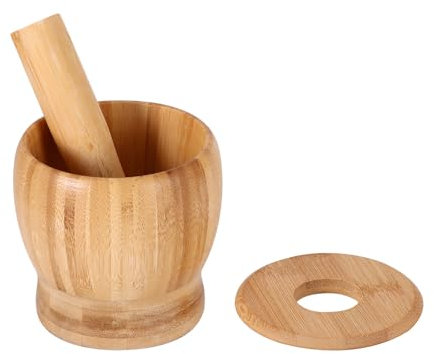 Juego de mortero y mortero de madera, mortero y mortero y mortero para hierbas, ajo, especias de nogal y utensilios de cocina