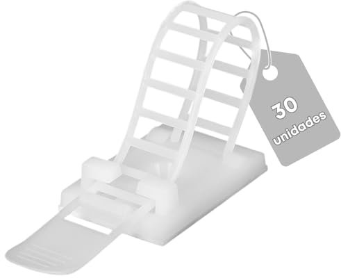 Sujeta Cables Adhesivos (30uds). Sujeta Cables Pared. Organizador Cables Escritorio, Mesa. Grapas Ajustables 91mm para un cable o varios. ALBURANⓇ