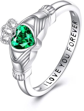 Claddagh Ring für Damen 925 Sterling Silber Keltischer Knoten Ring Irischer Ehe Ring I Love You Forever Schmuck Geschenk