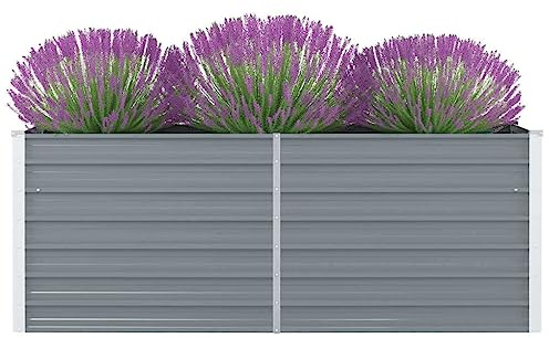 Myheimly Hochbeet 160 x 80 x 45 cm Verzinkter Stahl Gartenbeet Pflanzbeet Frühbeet Grau