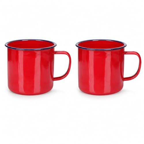 Garneck 2 Stück Emaille Tassen 500ml – Retro Trinkbecher Im Vintage-Stil - Ideal Für Kaffee Tee Und Wasser – Perfekt Für Zuhause Büro Und Camping – Robuste Metalltassen Für Jeden Anlass