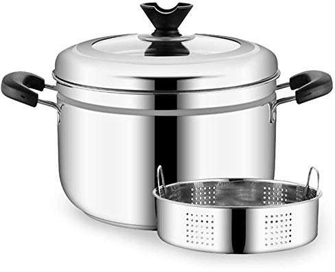 AYCDL Pentola per brodo in Acciaio Inox per elettrodomestici da Cucina, vaporiera a 2 Strati, con Coperchio in Vetro, Adatta a Una varietà di fornelli a Gas Pentola per brodo in AC