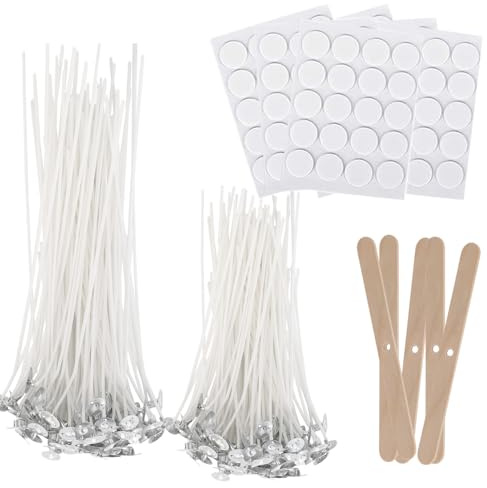 Stoppini per candele, set di 100 stoppini per candele, 10/15 cm, stoppini per candele fai da te (set di stoppini per candele, 10/15 cm)