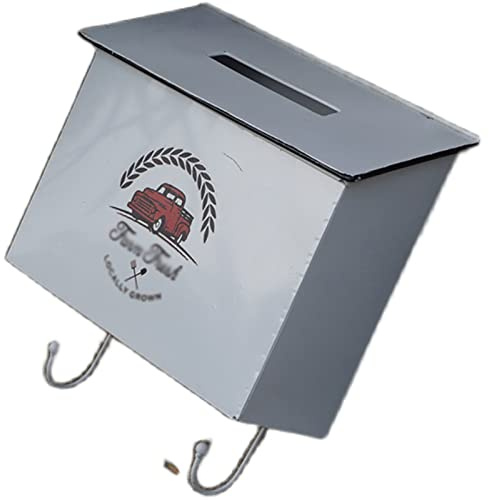 WUHUQN Wall Mounted Post Box, Wall Mounted Letterbox, Vintage Metal Mailbox for Home Decor Hanging Mailbox