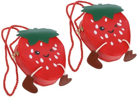 Ipetboom 2stücke Erdbeer-umhängetasche Für Mädchen Kleine Handtasche Aus Pu Verspieltes Design Leichtgewichtig Geräumig Für Junge Mädchen