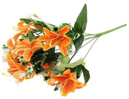 Mipcase Fiore Finto Giglio Artificiale Bouquet Simulato Plastica Decorazione e Veranda Composizione Permanente Appassire