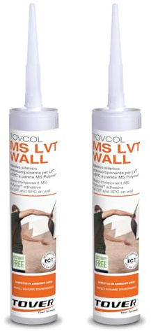 TOVER Tovcol MS LVT Wall kit 2 pezzi, forte adesivo di Montaggio per Legno, Battiscopa, Gomma e PVC, Adesivo universale senza solventi per interni ed esterni, 2 unità (2 cartucce da 290 ml)