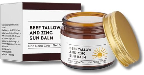 Non Nano Zinc Oxide Sunscreen,Natural Organic Beef Tallow Sun Cream,Zinc Oxide Sunscreen for Skin,Tallow Sun-screen for All Skin Types,UVA/UVB Protection Suncream for Face & Body,Factor 50 Sun Cream