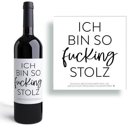 Personalisiertes Weinetikett Abschluss I Ich bin so stolz auf dich I bestandene Prüfung I neuer Job I Geschenk Abitur Master Bachelor