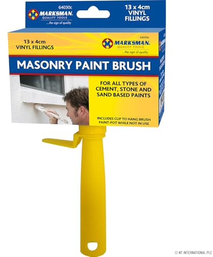 Masonry Paint Brush Large Emulsion Stain Professional Block Brushes Rough Surfaces Vinyl Fillings For All Types Of Cement, Stone & Sand Based Paints Fast Application 13 x 4cm (1Pc)