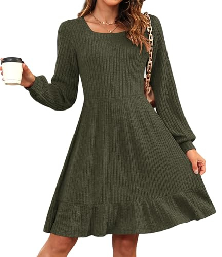 AUSELILY Robe Hiver Femme Robe Élégante À Manches Longues en Tricot