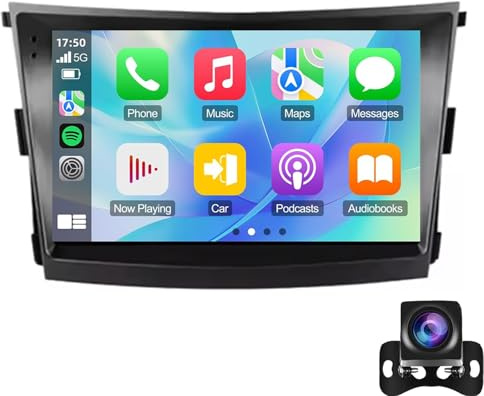 Keoaiob Android 15 Autoradio per SS-angYong Tivoli 2015-2019 con Touchscreen da 9 Supporto SAT Navi WiFi 4G BT SWC RDS GPS con CarPlay Wireless Android Auto USB Telecamera di Retromarcia(Size:M100S)