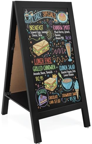 JEFURE Kreidetafel Aufsteller, 100x50cm, Beidseitig | Kundenstopper Holzaufsteller, Magnettafel Schwarz, für Gastronomie, Café, Laden, Schaufenster und Büro