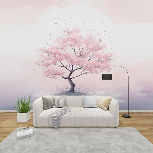 MMYAOKEN Papier Peint Panoramique Fleur de Cerisier 250x175 cm - Décoration Murale Fleurs Rose - Tapisserie Murales Papier Peint Intissé pour Chambre Salon - Poster Tableaux Photo Muraux
