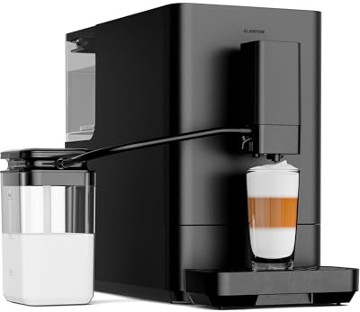 KLARSTEIN Velaire Bean to Cup Coffee Machine Fully Automatic - 20 Bar, LED Touchscreen, Stainless Steel Grinder, Milk Tank, One-Touch Espresso, Cappuccino, Self-Cleaning, 1.5 L