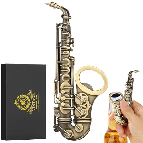 Saxophon-Flaschenöffner, einzigartiger Bieröffner mit Geschenkbox, Vatergeschenke, Weihnachtsgeschenke, Geburtstagsgeschenke für Männer, Frauen, Vater, Ehemann, Freund, Musik-Themen-Flaschenöffner