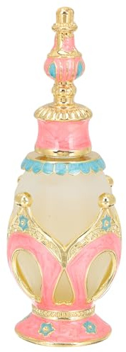 DOITOOL Frasco de Perfume Vacío de Aleación y Vidrio 25Ml Rosa Diseño de Frasco Aromático Recargable para Aceite Esencial y Viajes Botellas Decorativas para Aromaterapia y Obsequio