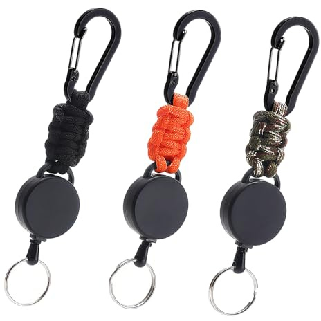 3PCS Retractable Keychain, HAVIRI Retractable Lanyard Badge Reel Heavy Duty Extendable Keyring with Clip and 60cm Extendable Steel Wire for ID Badge Holder Key Organiser