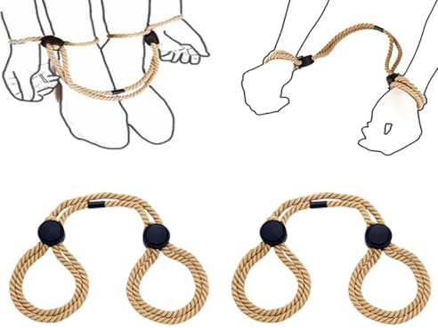 Set Bondage 2 piezas con cuerda ajustable y esposas para muñecas y tobillos – Accesorios BDSM para parejas, uso cruzado posible, conjunto de restricciones flexible y versátil