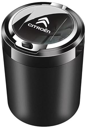 ZYFGYN Aschenbecher Auto aus PBT-Material für Citroen C3 III 2016-2020, Fahrzeugaschenbecher Flammenhemmend Rauchfrei Glutlöscher Abnehmbar Waschbar Schwarz-Design