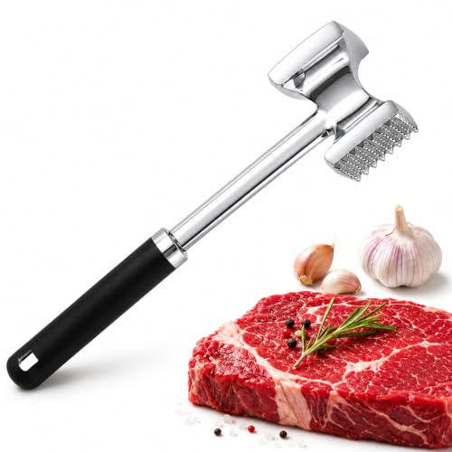Yegookay Fleischklopfer Edelstahl 27 cm, Doppelseitiger Schnitzelklopfer | Fleischhammer mit Struktur- & Glattseite, Edelstahl Fleischzartmacher für Steak, Schnitzel & Geflügel, Spülmaschinenfest