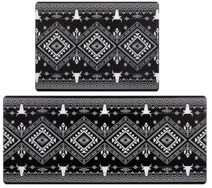 Alfombra Cocina 50X80Cm Negro Blanca Alfombra Vinilica Cocina Cuero,Modernas Lavable Antideslizante Anti Fatiga para Pasillo, Comedor,Hogar Alfombrilla Cocina
