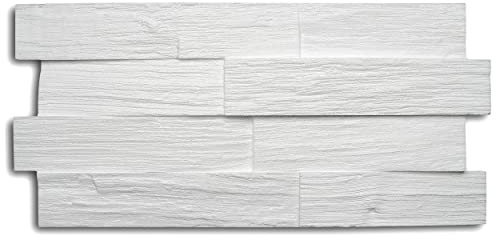 DECOSA Panneau mural à décorer Wood 3D-relief - aspect lambris bois - polystyrène - blanc - 23,50 x 50 cm - 1 sachet de 5 pièces (=0,5 m2)