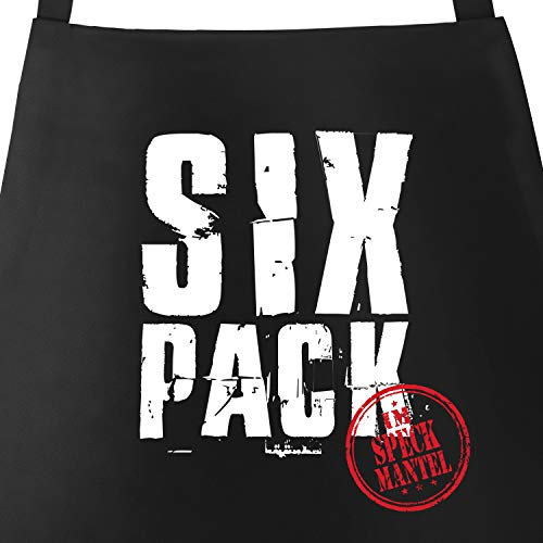 MoonWorks Grill-Schürze für Männer mit Spruch Sixpack im Speckmantel Küchenschürze Schwarz unisize