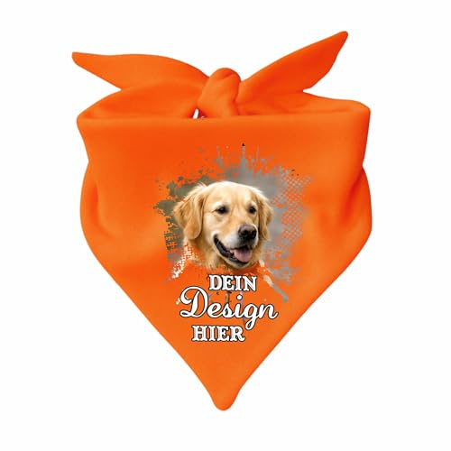 Hunde Dreiecks Halstuch mit deinem Wunschmotiv (orange) (Gr. 2 (68 cm))