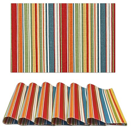 Ruvanti Set di 6 tovagliette in 100% cotone, 33 x 48 cm, tovagliette moderne per tavolo da pranzo, biancheria da cucina e da tavola, tappetino da caffè per cene di Natale, multicolore