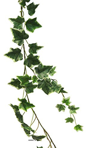 Artif-déco.com - Guirnalda de Hiedra Artificial (180 cm, 96 Hojas), Color Blanco y Verde