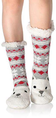 WYTartist Gosiga sockor för kvinnor, fluffiga varma hemmastrumpor, halkfria strumptofflor, tjocka strumpor för vinter, sängstrumpor med ABS-sula, Einheitsgröße
