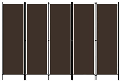 vidaXL Biombo Divisor de 5 Paneles de Pie Plegable Separador Habitación Dormitorio Estancia Decoración Partición Privacidad Marrón 250x180 cm