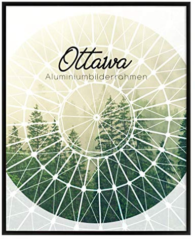 Aluminium Bilderrahmen Ottawa 59,4x84 cm DIN A1 in Schwarz Matt mit Antireflex-Kunstglasscheibe Posterrahmen Puzzlerahmen