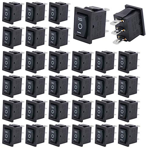 Gebildet 20pcs 250V-110V-36V-24V-12V/6A SPDT 3 Pins 3 Position EIN/AUS/EIN Schwarzer Latching Wippschalter Kippschalter
