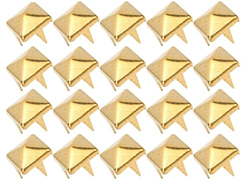 400 juegos Tachuelas de Punta cuadrada de cuatro mandíbulas, remaches de punta cuadrada para manualidades en cuero DIY, tachuelas de punta cuadrada(5mm-dorado)