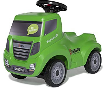 Ferbedo Truck Bio grün (Babyrutscher aus Bio-Kunststoff, mit Anhängeröse, Lenkrad mit integrierter Hupe, Kinderfahrzeug mit Kniemulde, Flüsterreifen) 172009