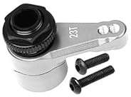 Aluminum 7075 23T Servo Horn With Built-In Spring (2 Positioning Holes) For Axial 1/10 RBX10 Ryft Rock Bouncer AXI03005 / Losi 1/8 LMT Solid Axle Monster Truck LOS04022-3Pc Set Silver