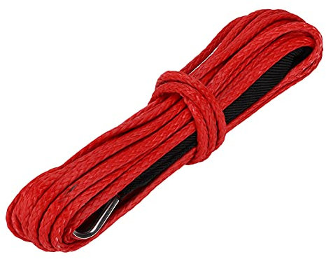 Cuerda Sintética, 7700LBS Cable de Cabrestante Nylon 15M Reemplazo de Cuerda Sintética para Smittybilt SUV Truck ATV UTV(rojo)