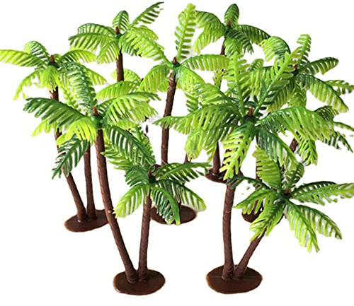 FDDE 30 Pièces ModèLe de Miniature Paysage, Modèle Arbres, ModèLe Cocotier, Arbres Plastique Modèle, Modèle Arbre Paysage, pour Aquariums, Jardins Miniatures, Gâteaux, Fêtes (Vert)