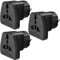 3 Stück Universal Reiseadapter, USA/UK/China zu EU Schuko Stecker Adapter, Reisestecker Steckdosenadapter Weltweit, Europa Reisestecke, Australien/Italien/Schweiz Stecker auf Deutsch, Schwarz
