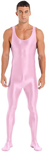 Alvivi Herr dans trikåer sport gymnastik bodysuit fitness jumpsuit ärmlös jumpsuit kläder linne ärmlös leggings, rosa, XL