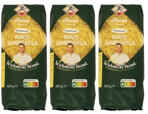 3er Pack Riesa Nudel Hartweizen Kurze Bandnudeln (3 x 500 g)
