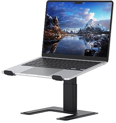 ALASHI Supporto per laptop per scrivania, supporto per computer in altezza regolabile, supporto in metallo in alluminio compatibile con notebook da 10 a 15,6 pollici, nero