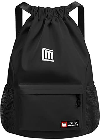 Eucomir Turnbeutel Kordelzug Wasserdicht Sportbeutel, große Kordelzugbeutel mit Netztaschen Wasser,wasserdichter Nylonbeutel mit Kordelzug, turnbeutel Damen Herren für Sport Schwimmen,Lila,Schwarz