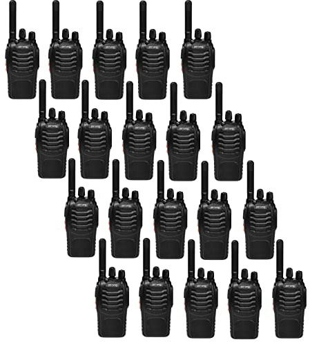 Pofung PT88E Talkie Walkie Professionnel, PMR446 VOX Rechargeable | Longue Portée Talkie Walkie pour Le Travail en équipe (20 pièces avec Chargeur, Oreillette)