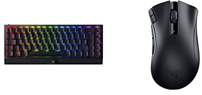 Razer BlackWidow V3 Mini HyperSpeed (Yellow Switch) - 65% Compact Mechanical Gaming Keyboard UK Layout | Black & DeathAdder V2 X HyperSpeed - Ergonomic Mouse for Wireless Gaming Black