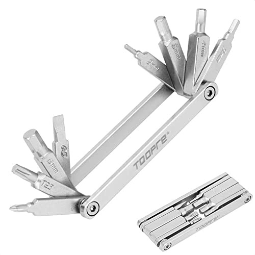 KIEVODE Cykel multiverktyg mini multiverktyg kit – 8-i-1 lätt rostfritt stålverktyg med 2/3/4/5/6 mm hexnyckel, skruvmejsel, T25 skiftnyckel för mountainbike vägcykel MTB