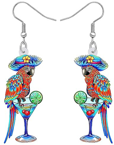 NEWEI Acrylique Cute Ara Perroquet Oiseau Boucles D'Oreilles Suspendues Pour Femme Filles Animaux Bijoux Cadeaux Charmes (Hawaii D)