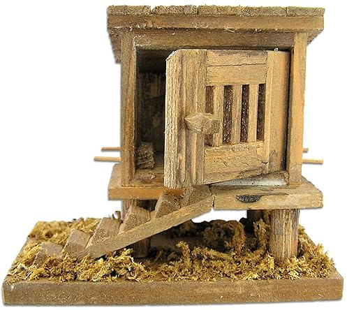 FADEDA Hühnerstall klein/Höhe:7 cm/handbemalt/detailgetreue Krippen Figuren - Weihnachten Tisch Dekoration Krippe Zubehör